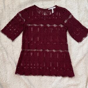 BCBG Elegant Lace Burgundy Top